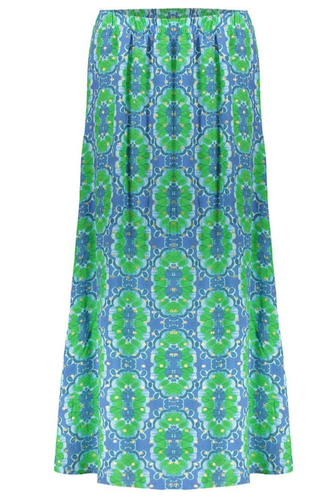 MIDI ROK MET TILE DESSIN EN LUREX 56315 20 000625 BLUE/GREEN